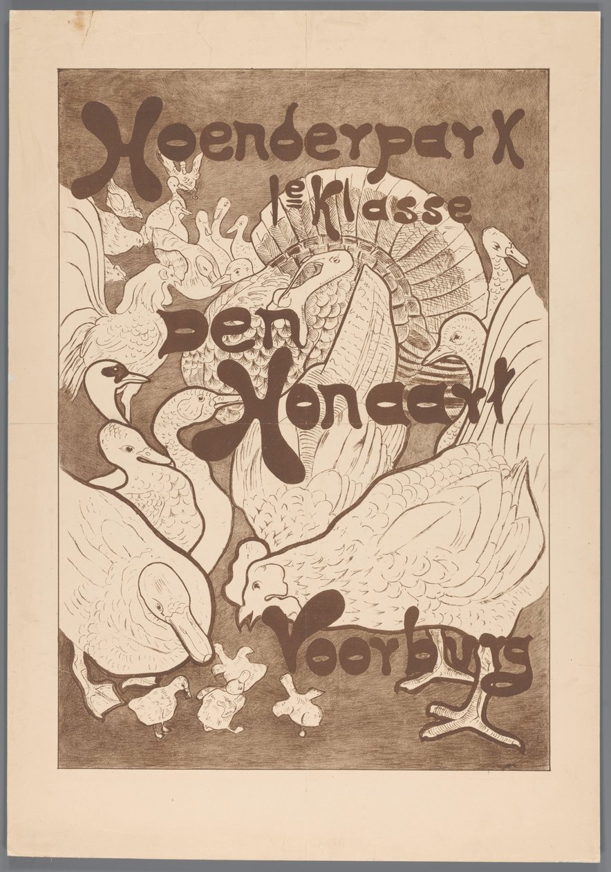 Cartaz para o Hoenderpark 1ª classe Den Honaart Voorburg de Theo van Hoytema (possibly)