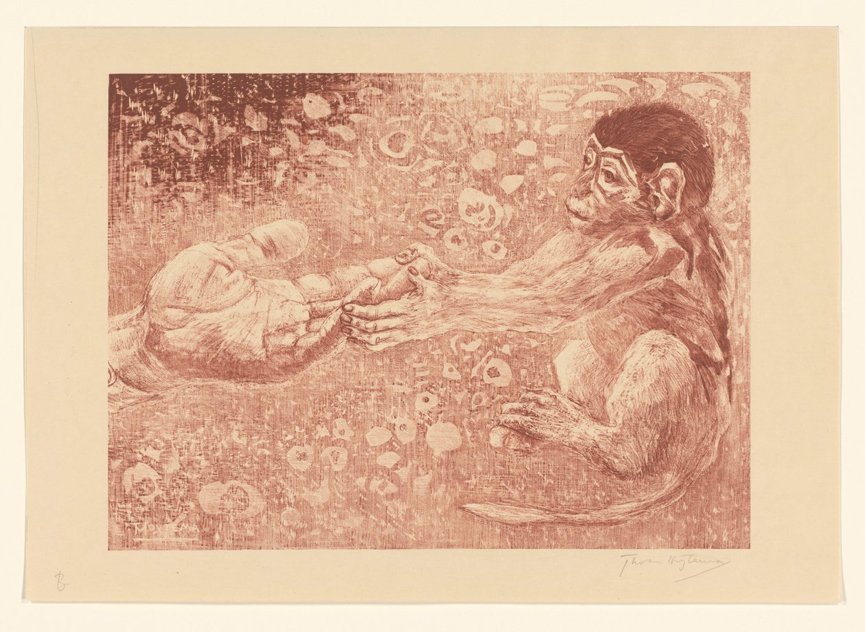 Macaco a levar uma mão ofertada de Theo van Hoytema (signed by artist)