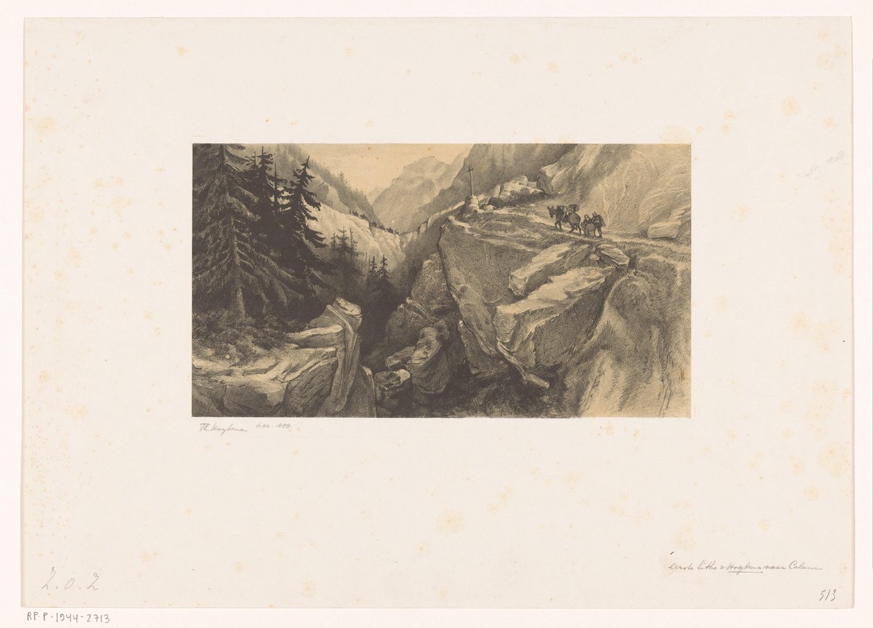 Paisagem alpina com desfiladeiro de montanha de Theo van Hoytema (signed by artist)