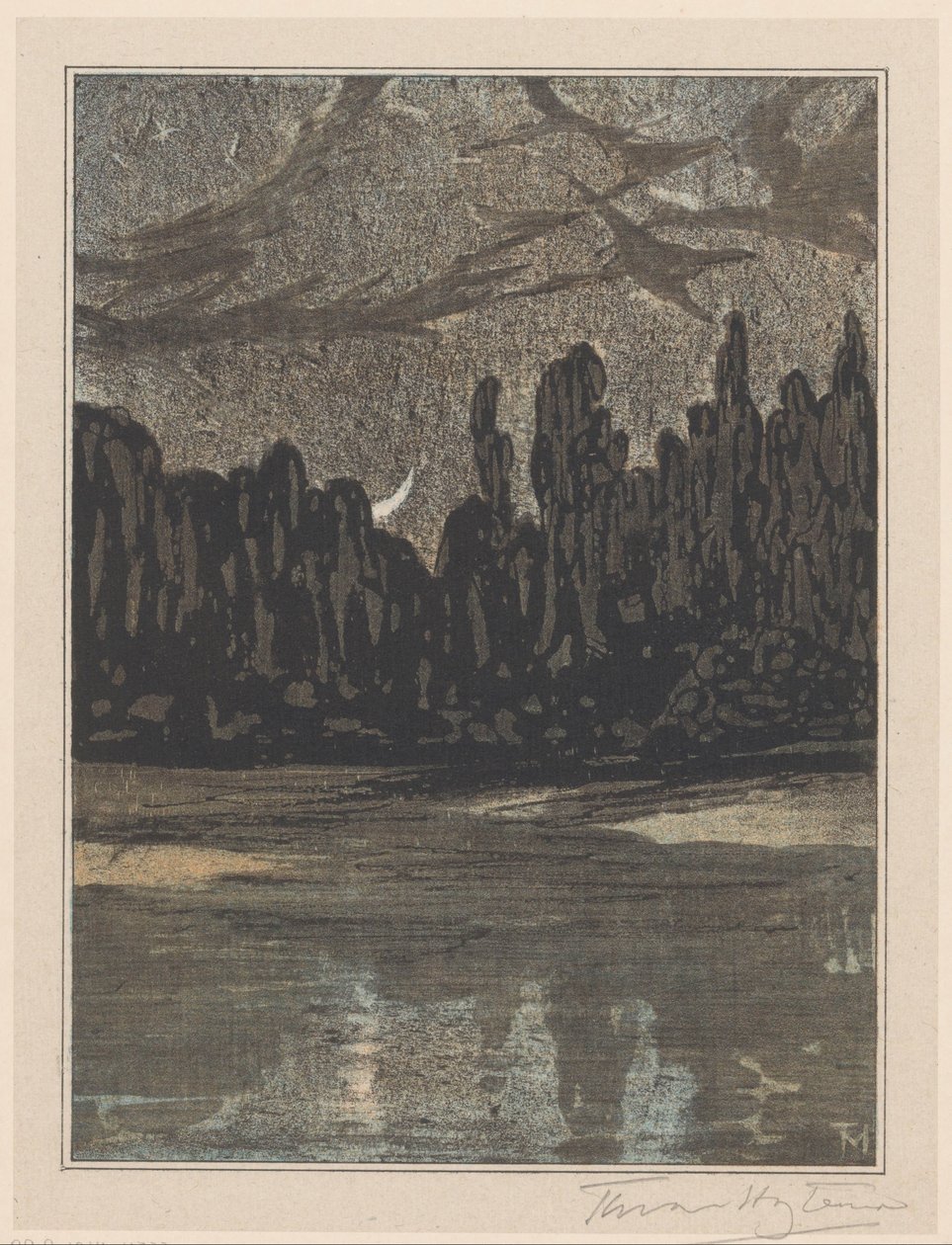 Paisagem nocturna com aves migratórias de Theo van Hoytema (signed by artist)