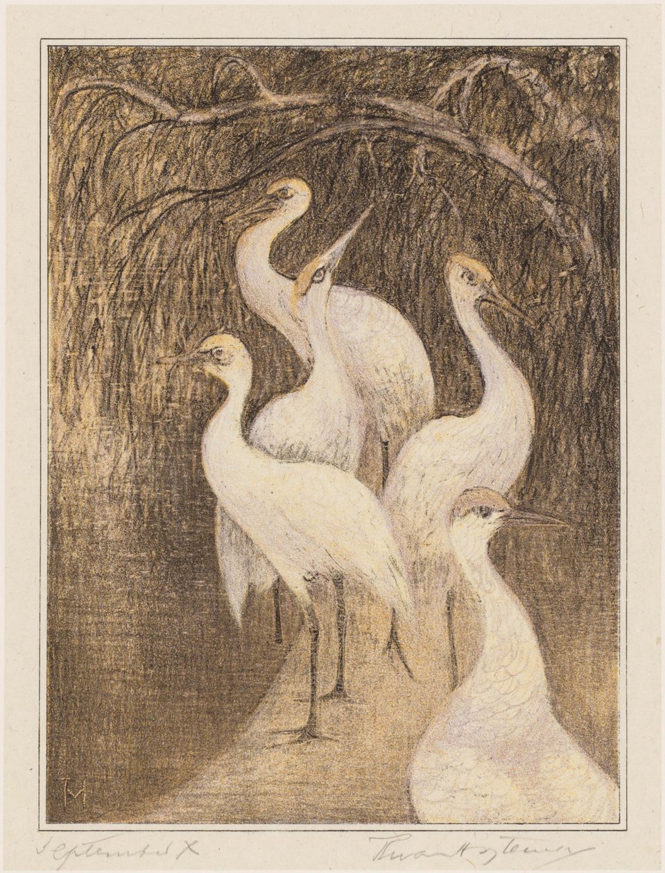 Seis guindastes à beira-mar de Theo van Hoytema (signed by artist)