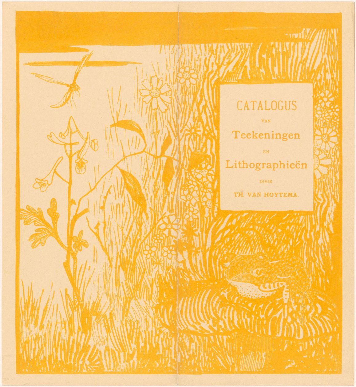 Capa do catálogo com sapo e libélula de Theo van Hoytema