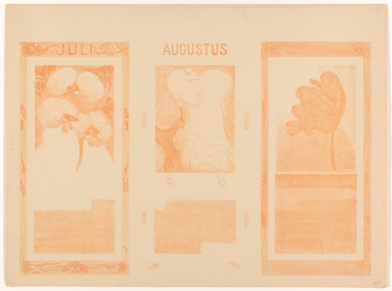 Calendários para julho, agosto e novembro de 1910 de Theo van Hoytema