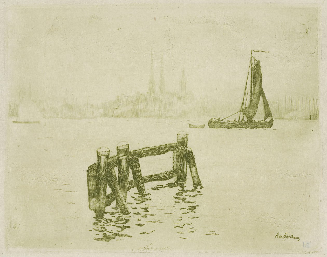 Vista de Amesterdão de Théo van Rysselberghe