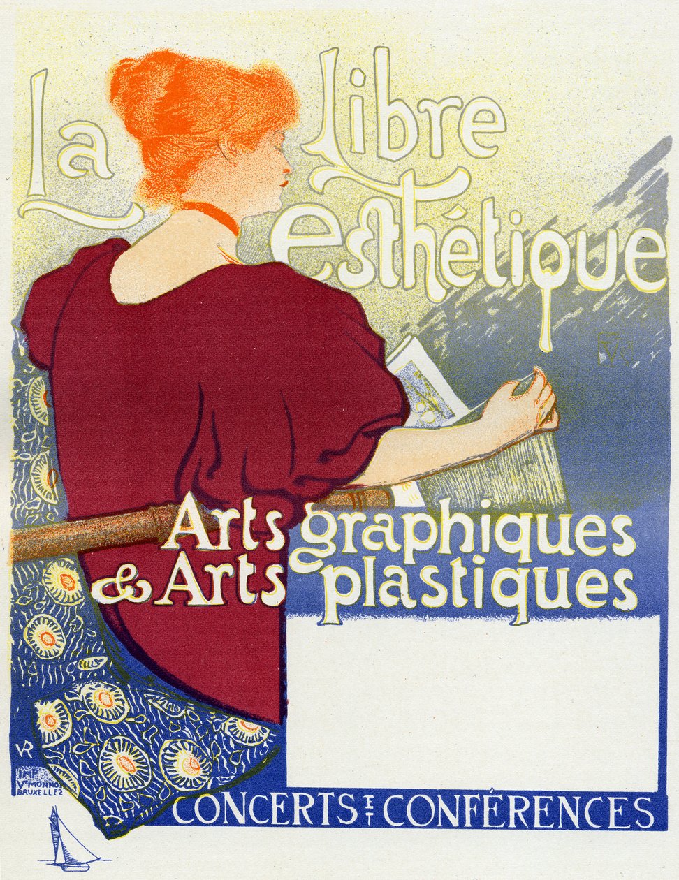 Música. La Libre Esthetique (A Estética Livre), concertos em Bruxelas. Cartaz de Van Rysselberghe, Bélgica, c.1895 (cartaz) de Théo van Rysselberghe