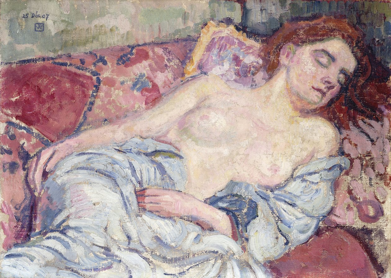 Nua em um divã; Eles não têm um sofá, 1907 de Théo van Rysselberghe