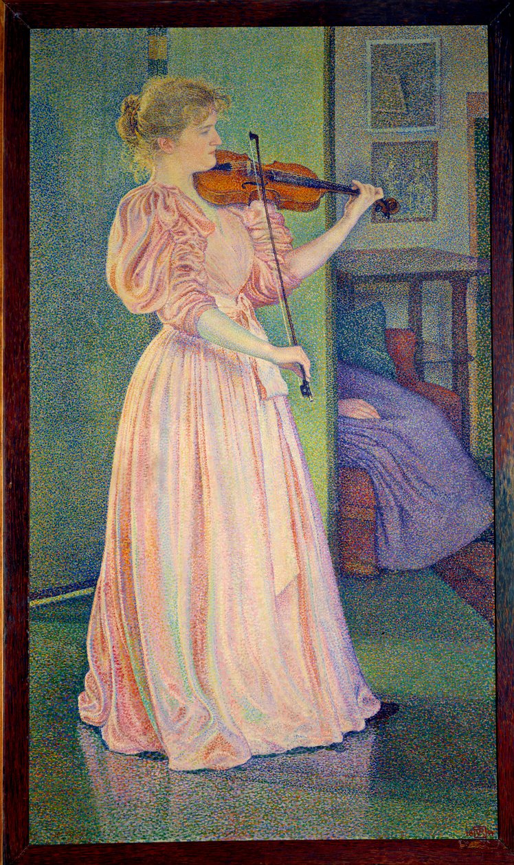 Retrato de Irma Sethe tocando violino, Ec. Bel. de Théo van Rysselberghe