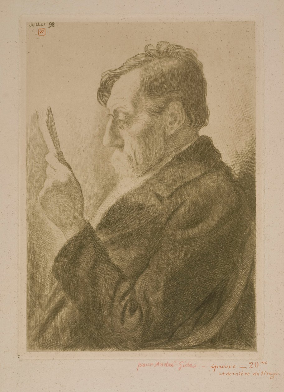 Retrato do escritor Émile Verhaeren, a ler de Théo van Rysselberghe