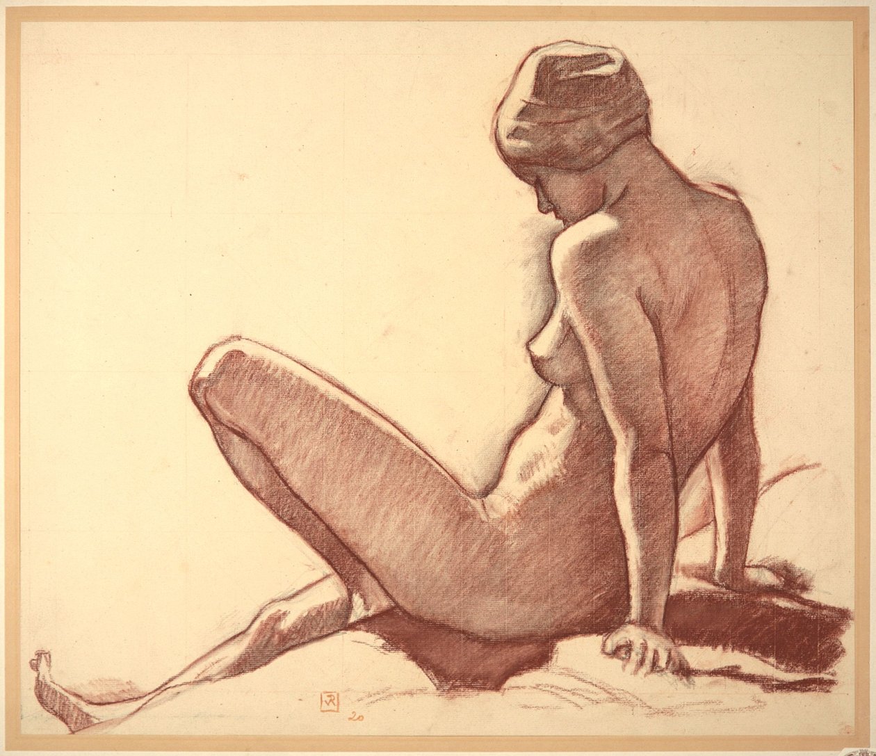 Estudo de nu feminino à beira-mar para “As Banhistas” de Théo van Rysselberghe