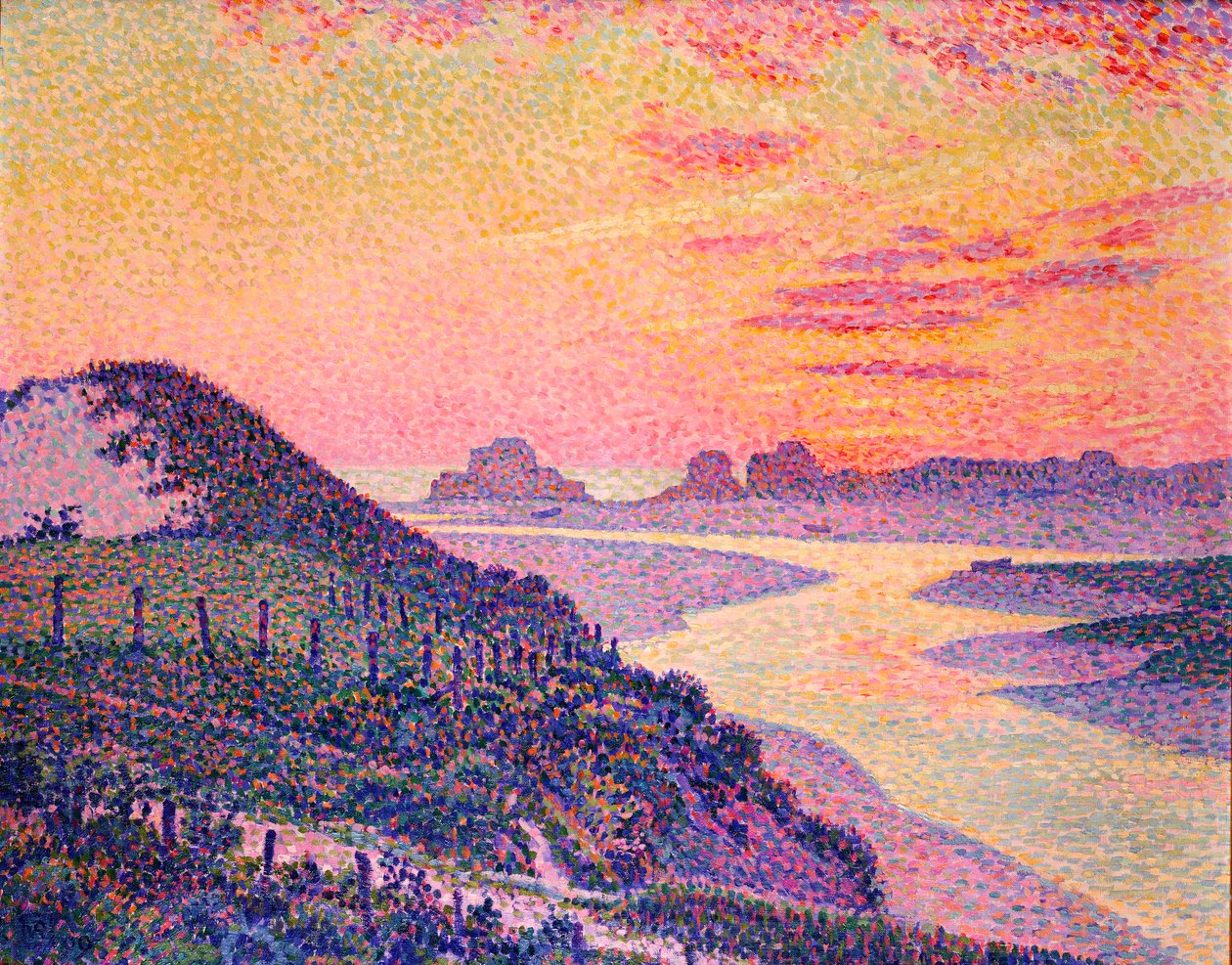 Pôr do sol em Ambleteuse, Pas-de-Calais, 1899 de Théo van Rysselberghe