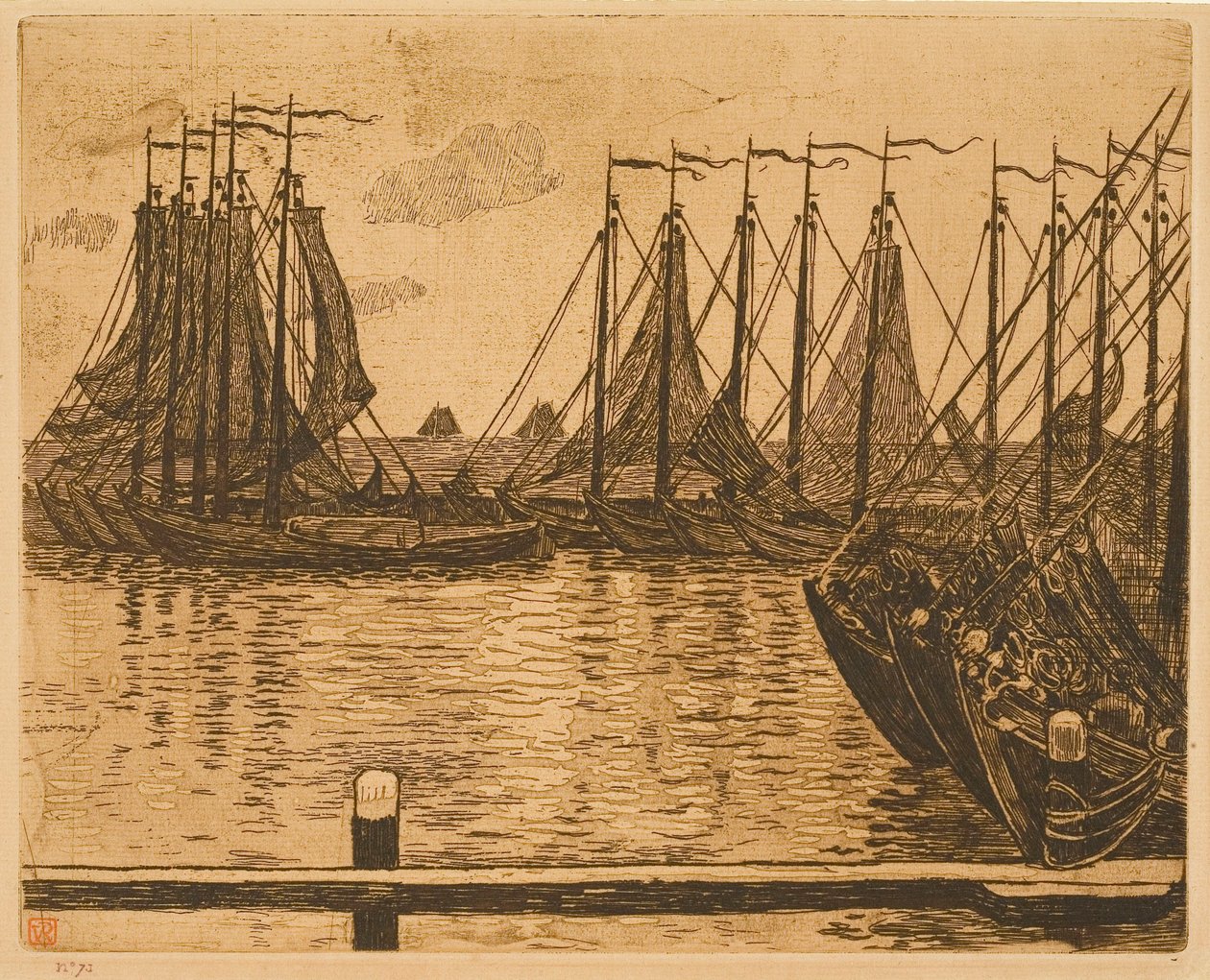 Volendam (Países Baixos), barcos ancorados de Théo van Rysselberghe