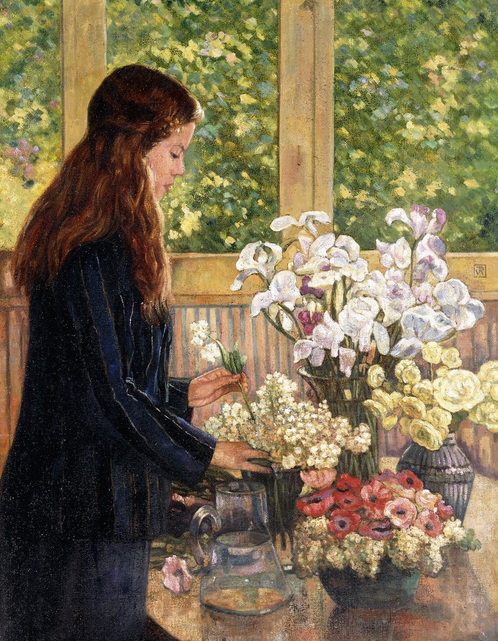 Moça com vasos de flores, de Théo van Rysselberghe