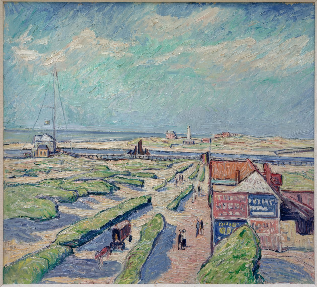 Vista da entrada do porto em Nieuport de Theo von Brockhusen