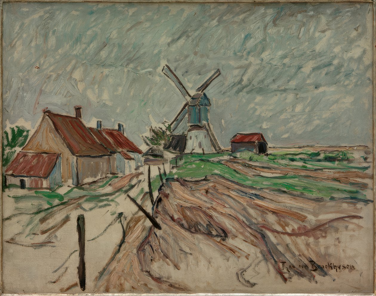 Paisagem com moinho de vento de Theo von Brockhusen