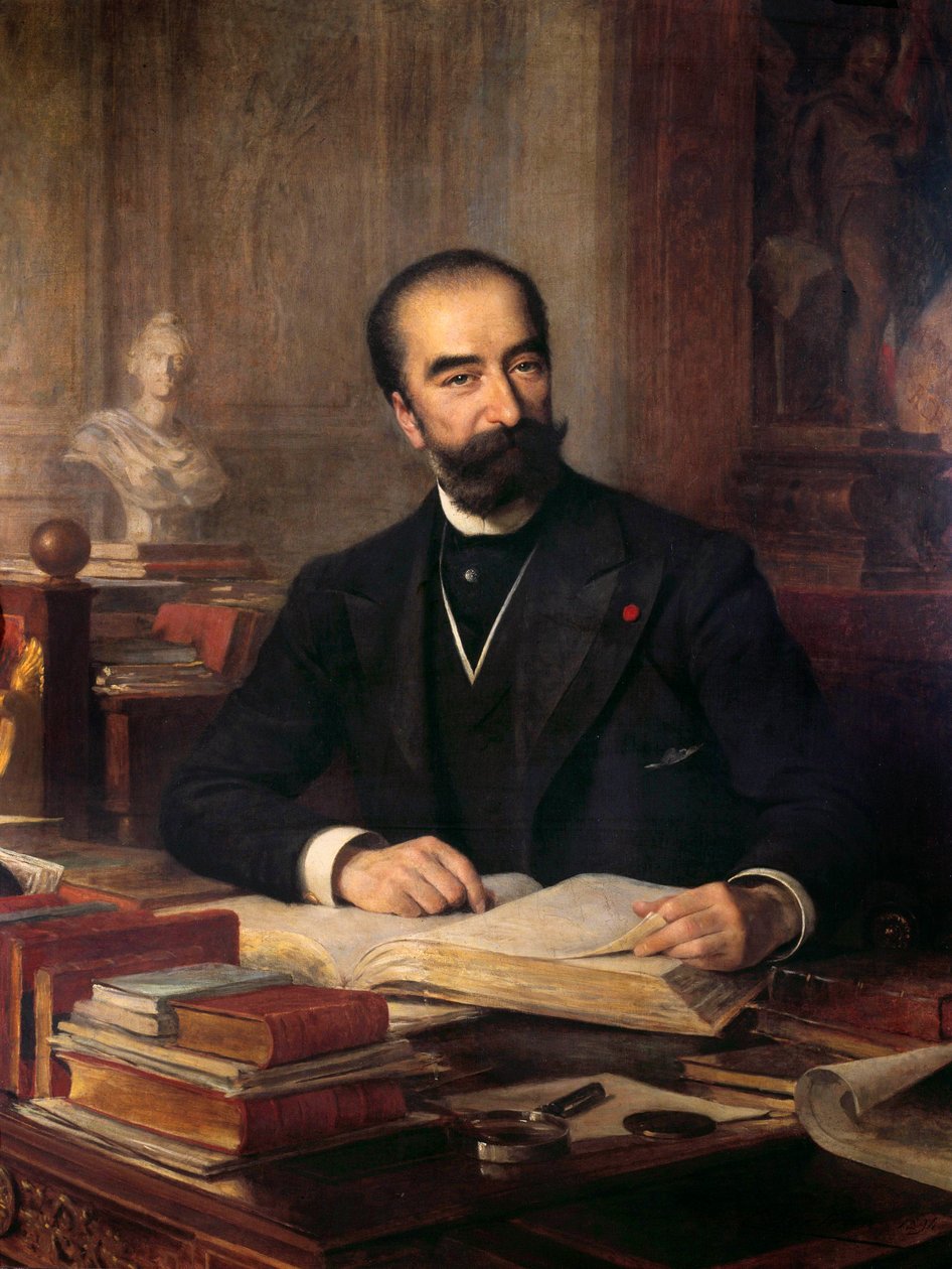 Retrato de Sadi Carnot (1837-1894) em seu escritório, presidente de 1887 a 1894 Pintura de Theobald Chartrand (1849-1907) Coleção Carnot de Theobald Chartran