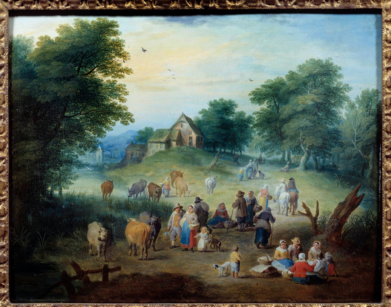 Cena do campo. Pintura de Theobald Michau (1676-1765) de Theobald Michau