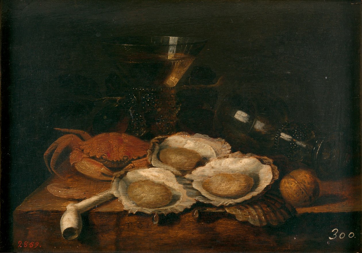 Mesa giratória, óleo no painel de Theodoor Smits
