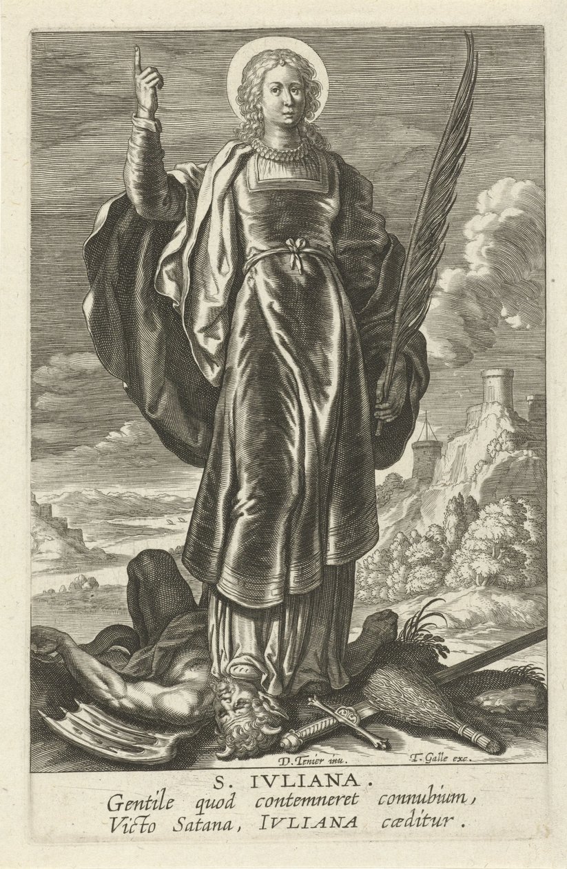 Santa Juliana
S. Jvliana (título sobre o objecto)
Santos femininos (título da série)
Speculum Illustratum Virginum (título da série) de Theodoor Galle