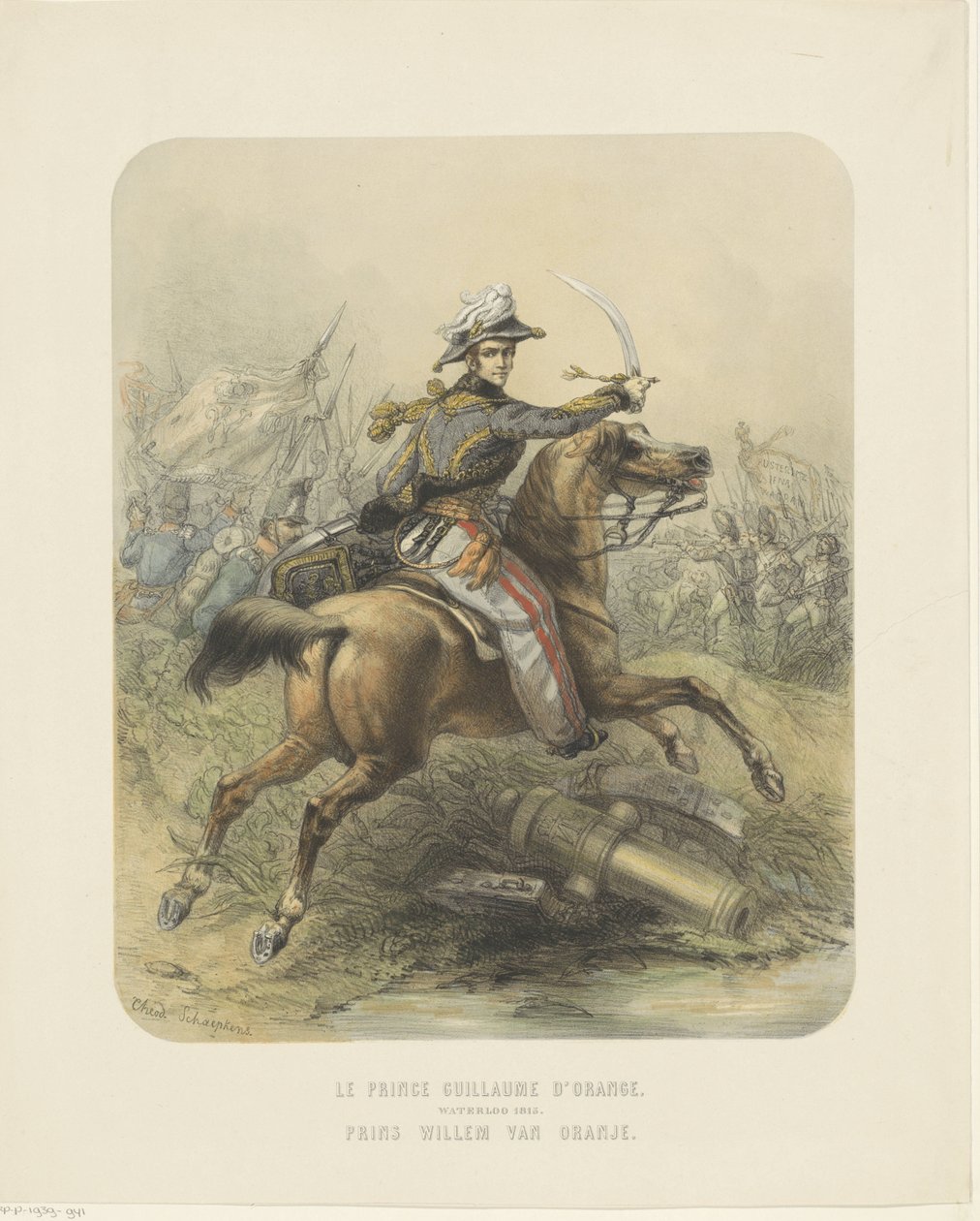 Retrato equestre de Guilherme II, rei dos Países Baixos de Theodoor Schaepkens