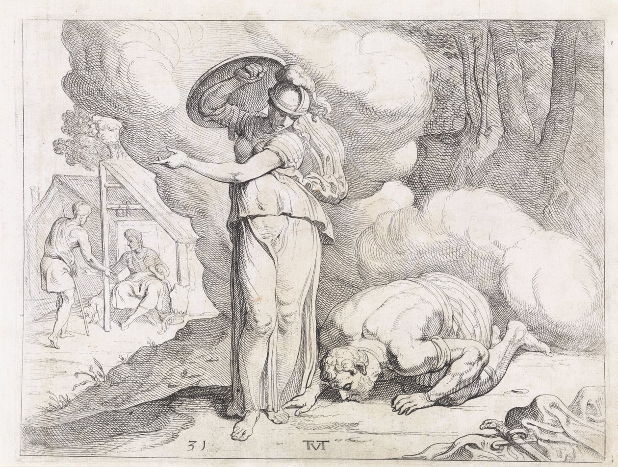 Minerva mostra Ítaca a Ulisses Os Trabalhos de Ulisses (título da série) de Theodoor van Thulden