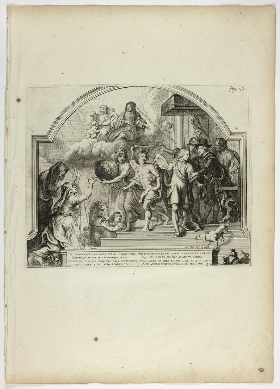 Filipe IV nomeando o príncipe Fernando Governador dos Países Baixos, placa 25 de Casperius Gevartius, Pompa Introitus Honori Serenissimi Principis Ferdinandi (Entrada Triunfal do Sereníssimo e Honorável Cardeal-Infante Ferdinando) de Theodoor van Thulden