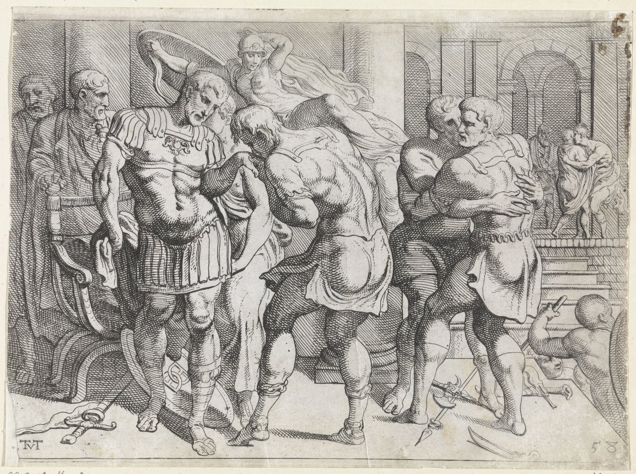 Reconciliação entre os rebeldes de Odisseu e os rebeldes de Ithacan
As obras de Odisseu (título da série) de Theodoor van Thulden