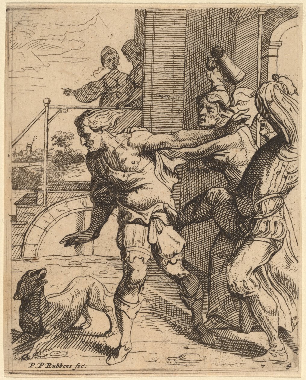 O filho pródigo expulso da taverna de Theodoor van Thulden after Sir Peter Paul Rubens