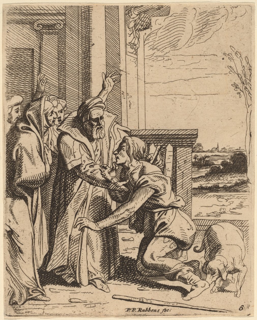 O filho pródigo recebido por seu pai de Theodoor van Thulden after Sir Peter Paul Rubens