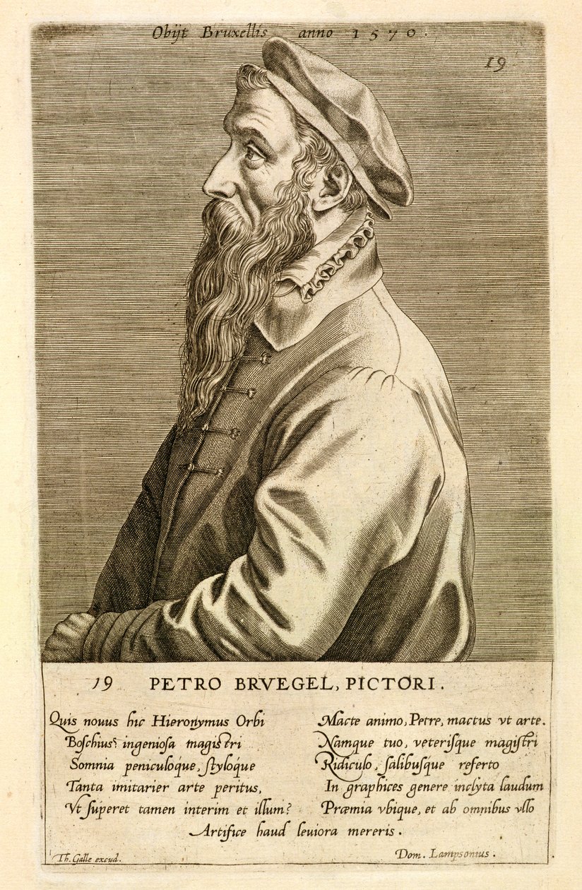 Retrato de Pieter Brueghel a pessoa idosa (c.15278-69) bar. 1572 de Theodor Galle