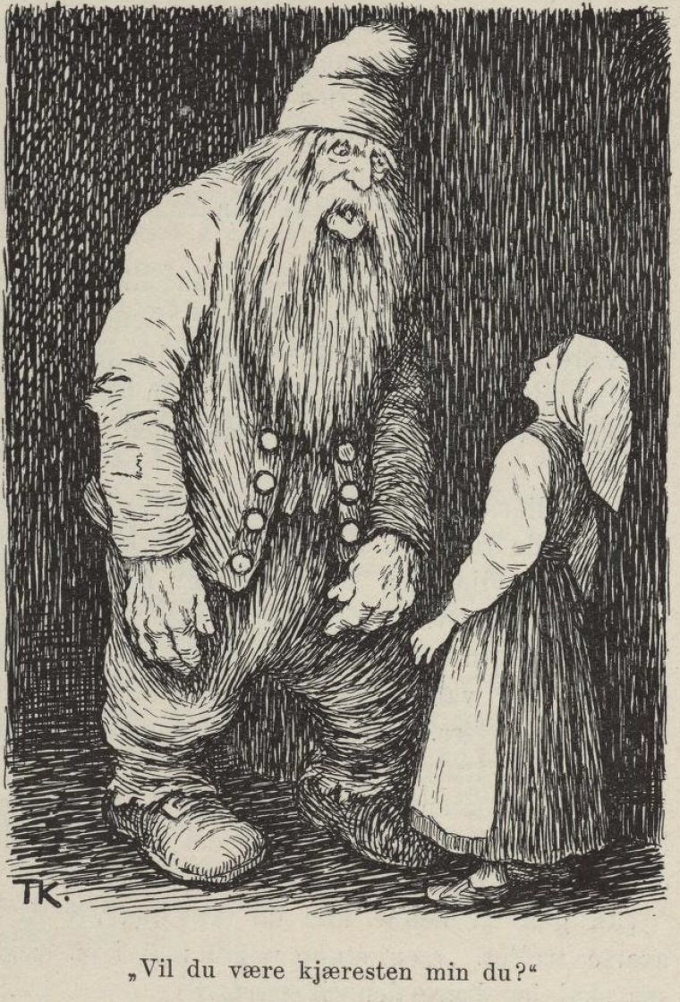 Hna tripper i berget A velha dama e sua galinha de Theodor Kittelsen