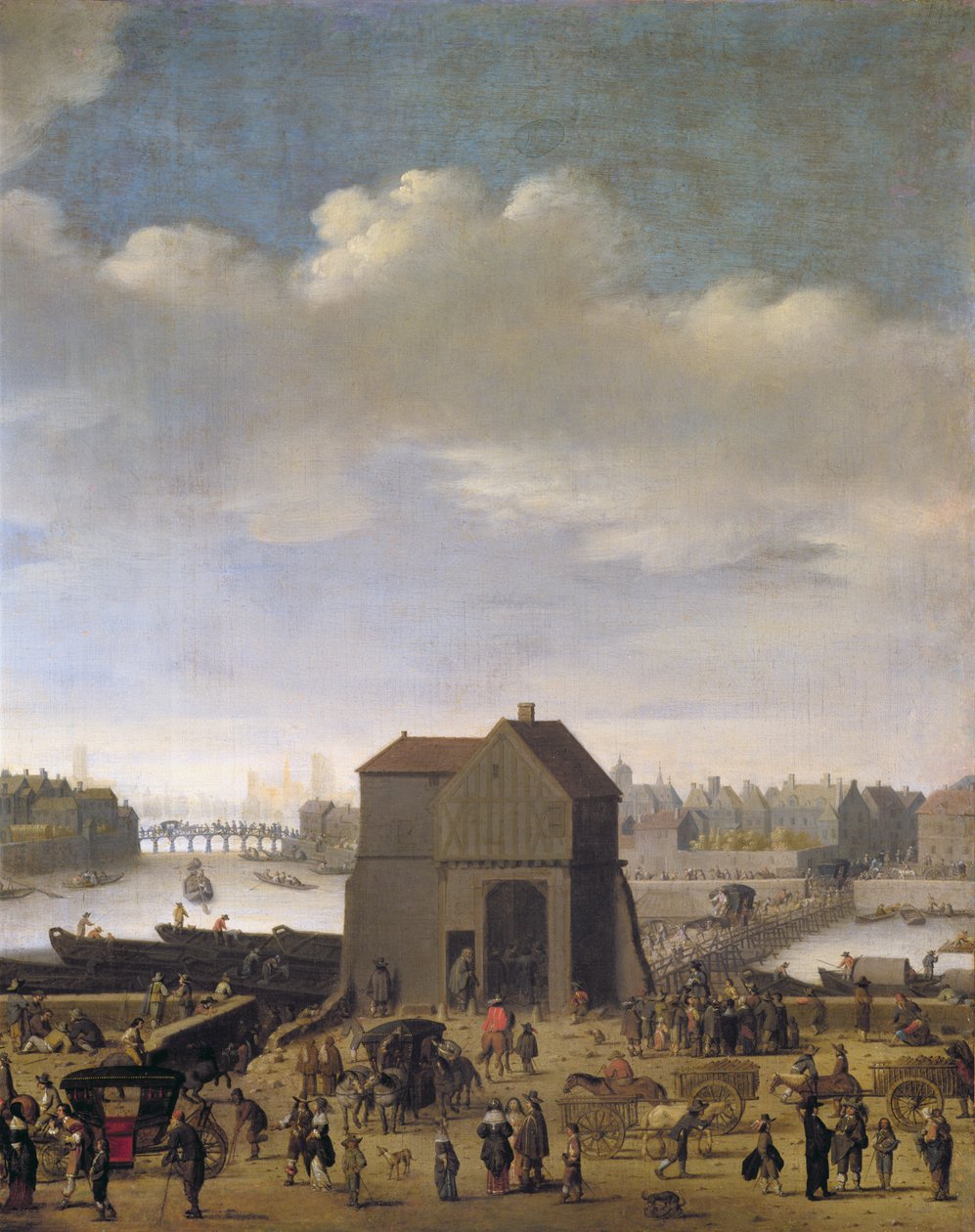 Vista da ponte e Quai de la Tournelle, c.1645 (detalhe de 167349) de Theodor Matham