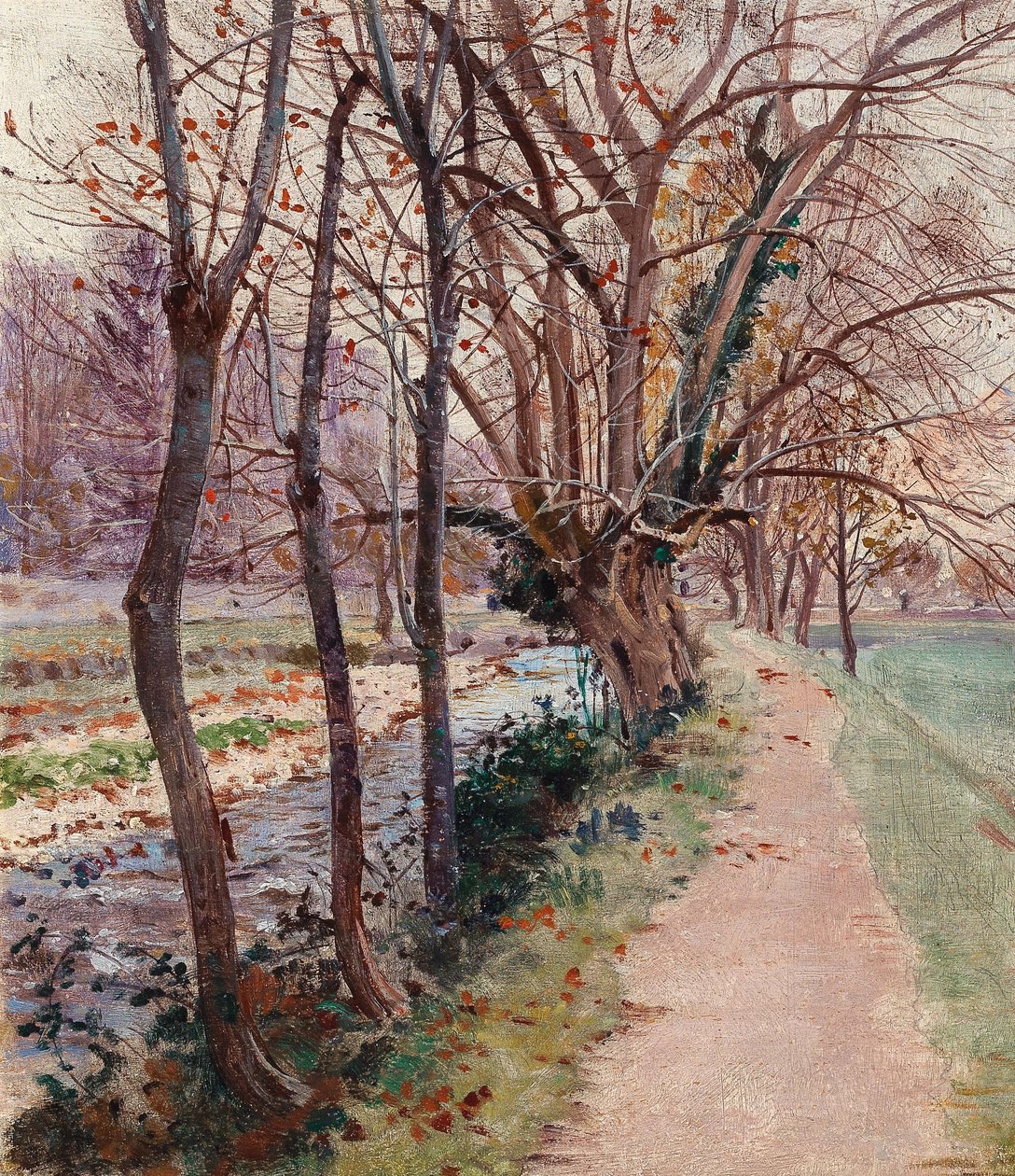Allee am BachAvenida de árvores por um Streamn de Theodor von Hormann