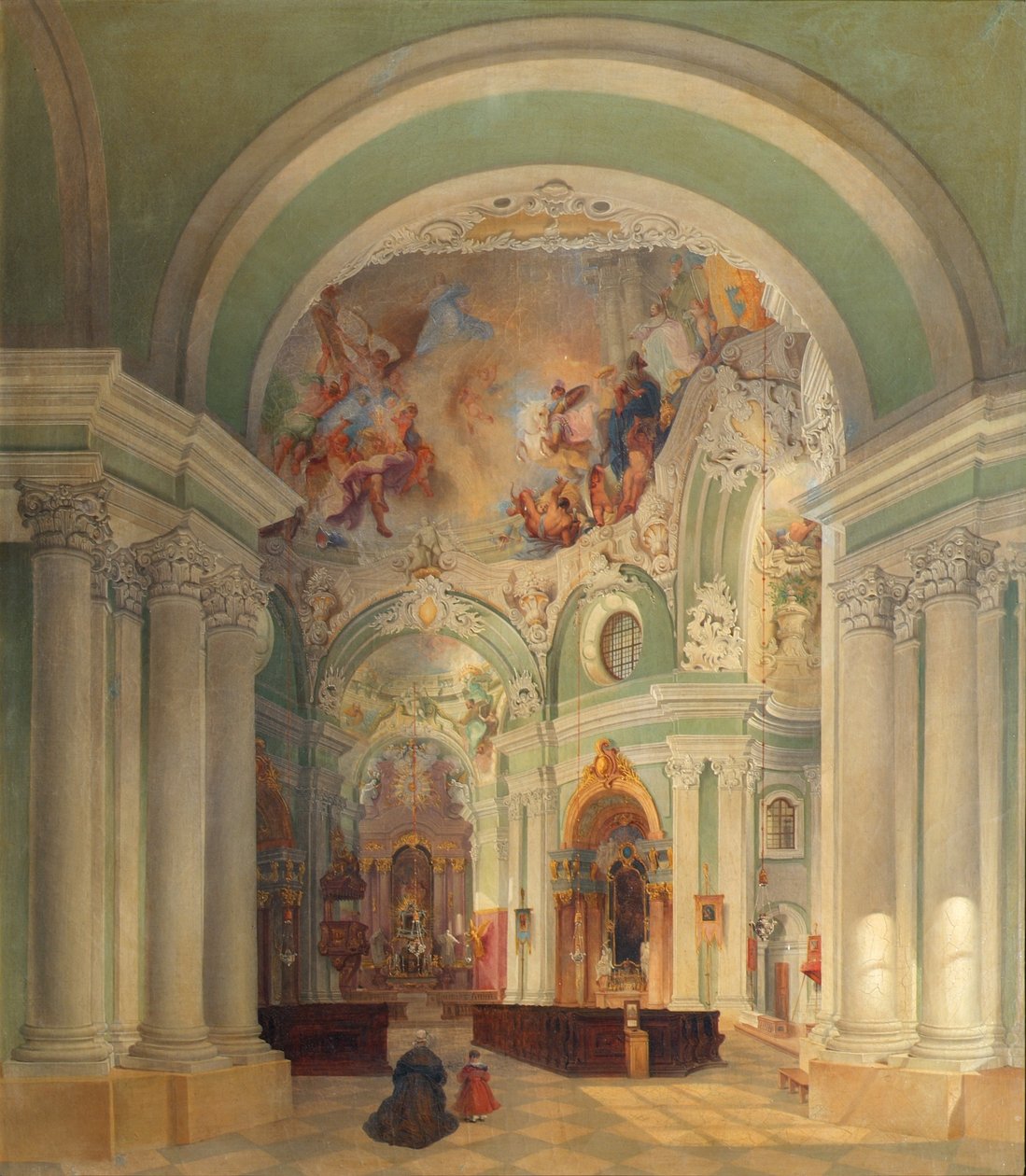 O interior da Igreja Piarista em Viena de Theodor Jachimowicz