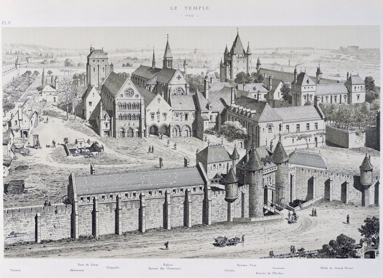 Vista do templo em 1450, ilustração de &39;Paris através dos tempos&39;, 1885 de Theodor Josef Hubert Hoffbauer