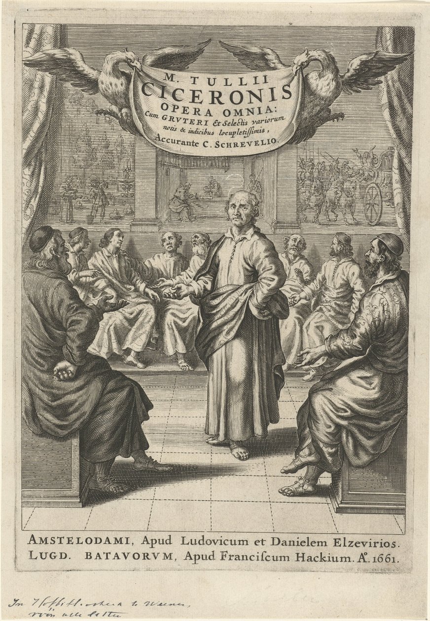 Cícero e discutindo figuras Página de título para: Cícero, ópera omnia, 1661 de Theodor Matham