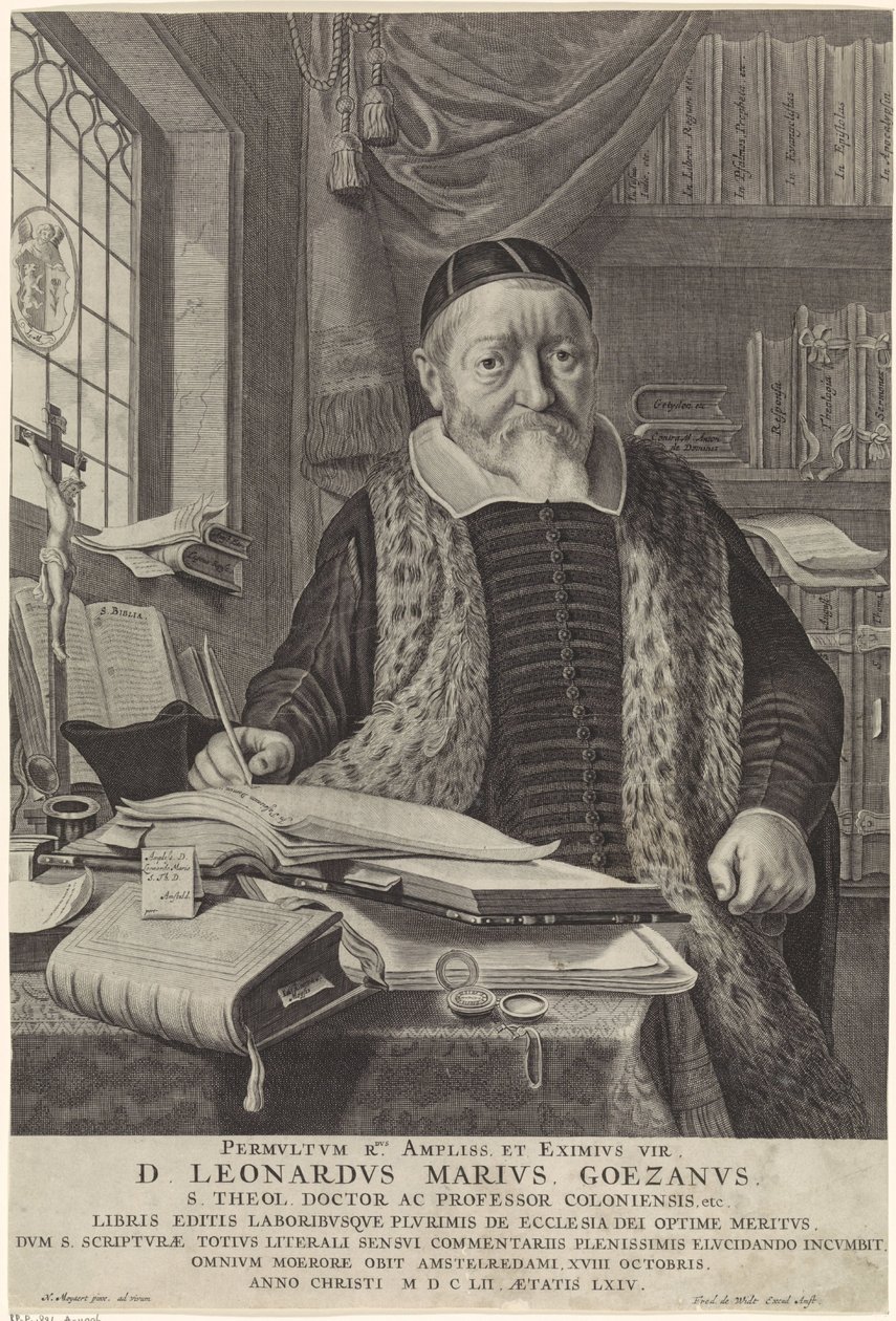 Retrato de Leonard Marius van der Goes num gabinete de estudo de Theodor Matham