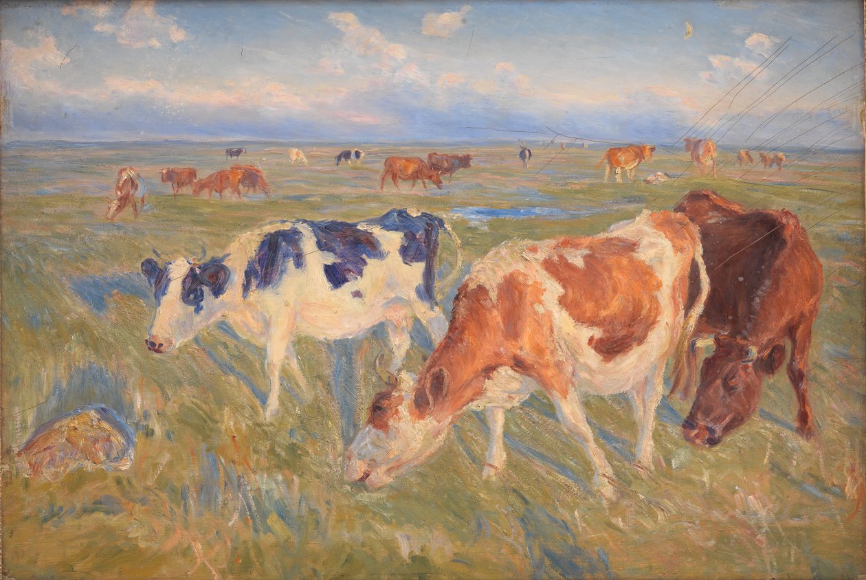 Vacas pastando na ilha de Saltholm de Theodor Philipsen