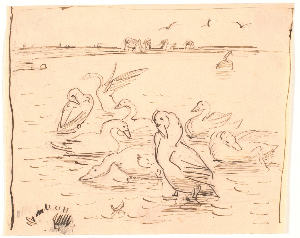 Gansos em Saltholm de Theodor Philipsen