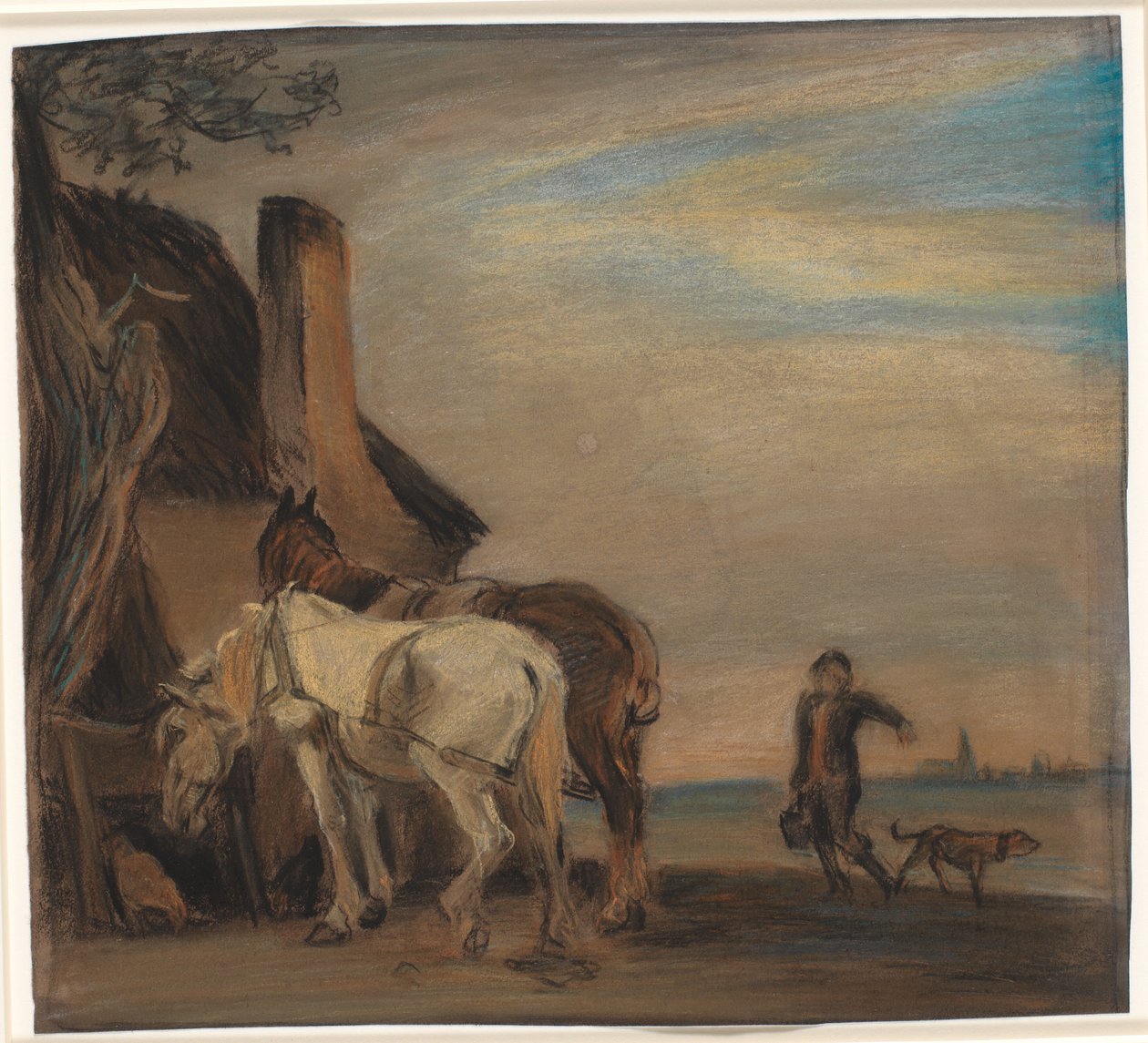 Charles trazendo água para dois cavalos (cópia após a pintura de Paulus Potter no Louvre) de Theodor Philipsen