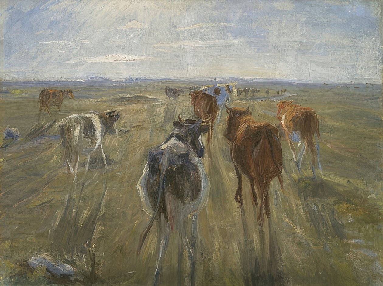 Longas sombras. Vacas na ilha de Saltholm. Por volta de 1890 de Theodor Philipsen