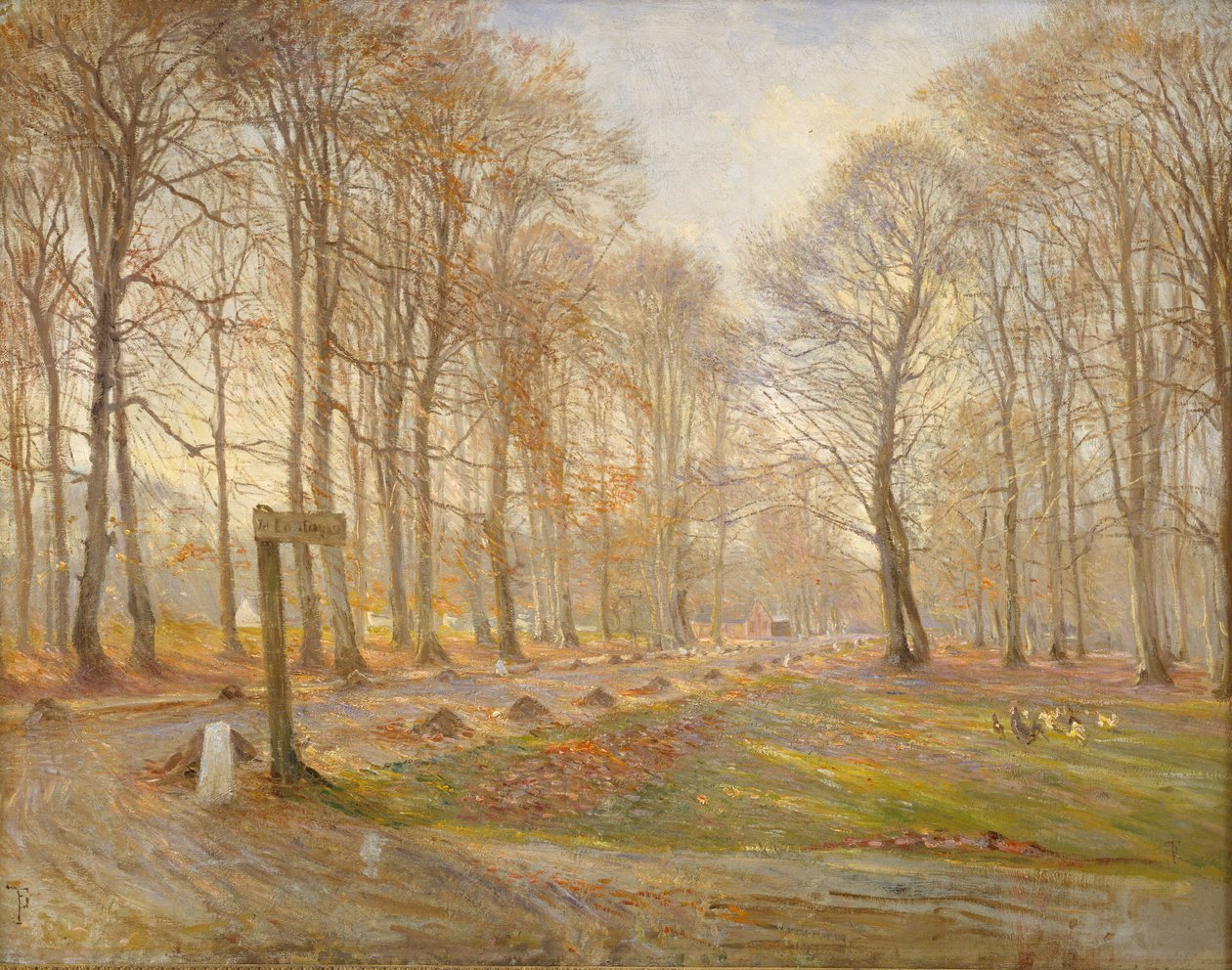 Fim do dia de outono no Jægersborg Deer Park, ao norte de Copenhague de Theodor Philipsen