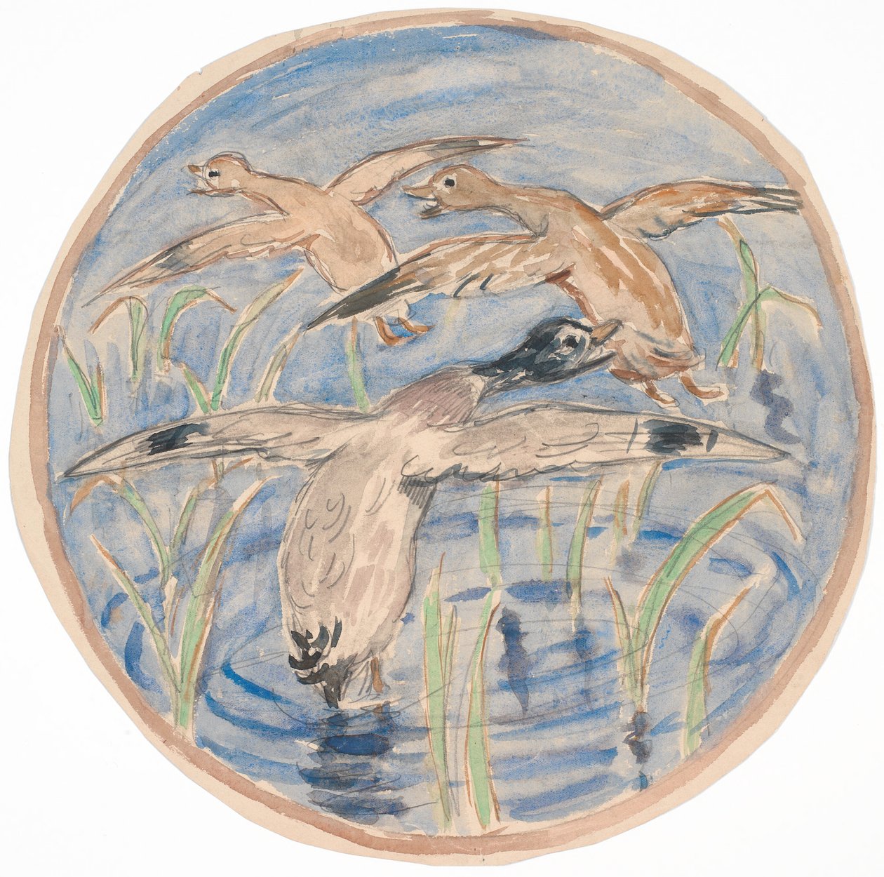 Patos voadores (design para decoração de pratos de cerâmica) de Theodor Philipsen