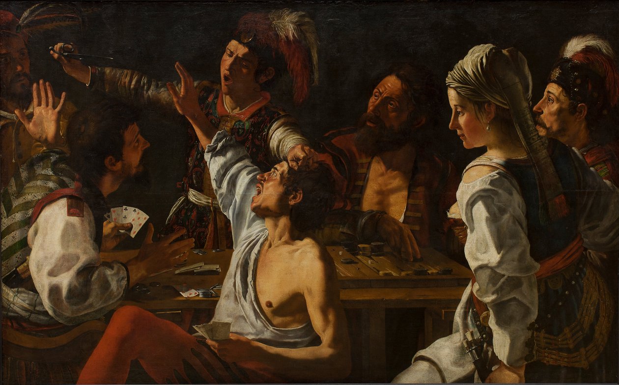 Jogadores de Cartas e Gamão. Luta por cartas, 1620-1629 de Theodor Rombouts
