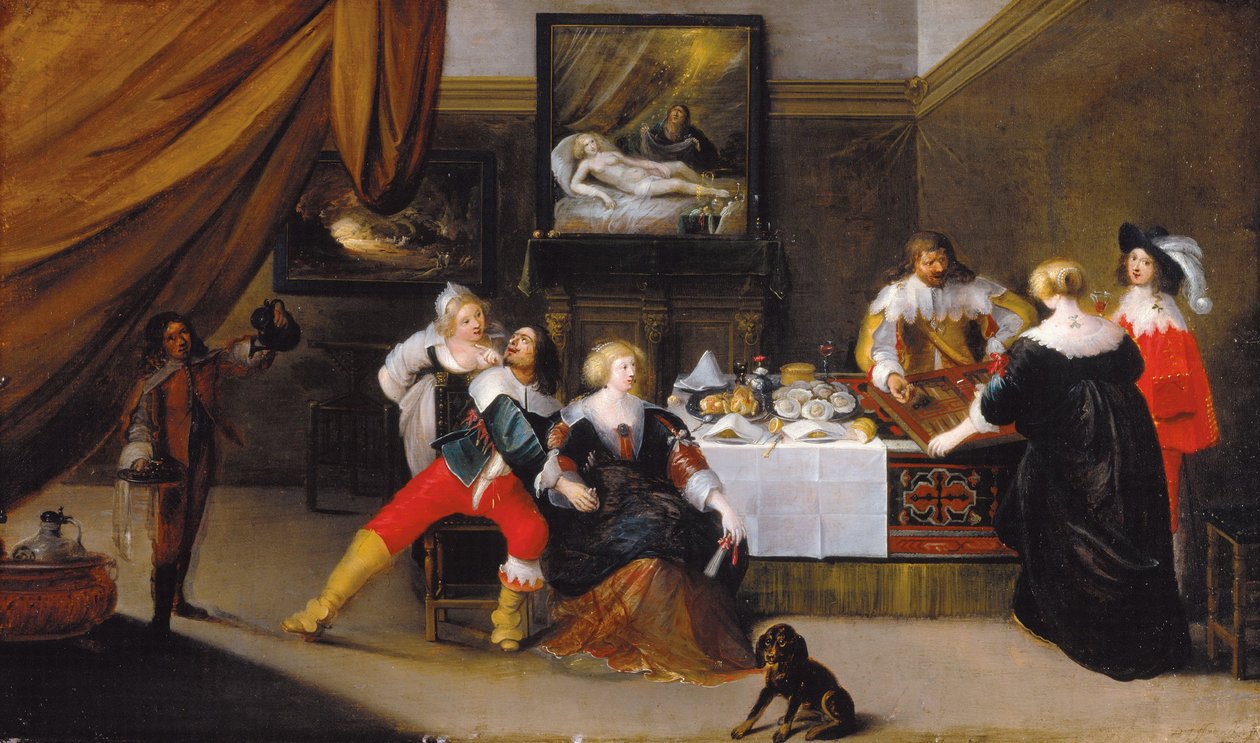 Os jogadores de cartas (jogadores de gamão) - Jogadores de cartas, de Rombouts, Theodor (1597-1637). Óleo sobre tela, c. 1620-1630. Residenzgalerie Salzburg de Theodor Rombouts