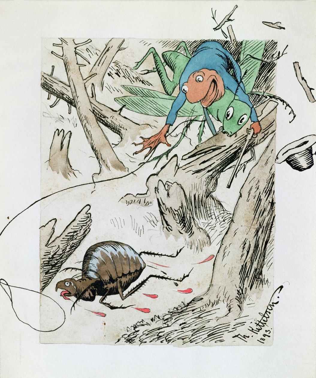 Caça às pulgas na floresta virgem de Theodor Kittelsen