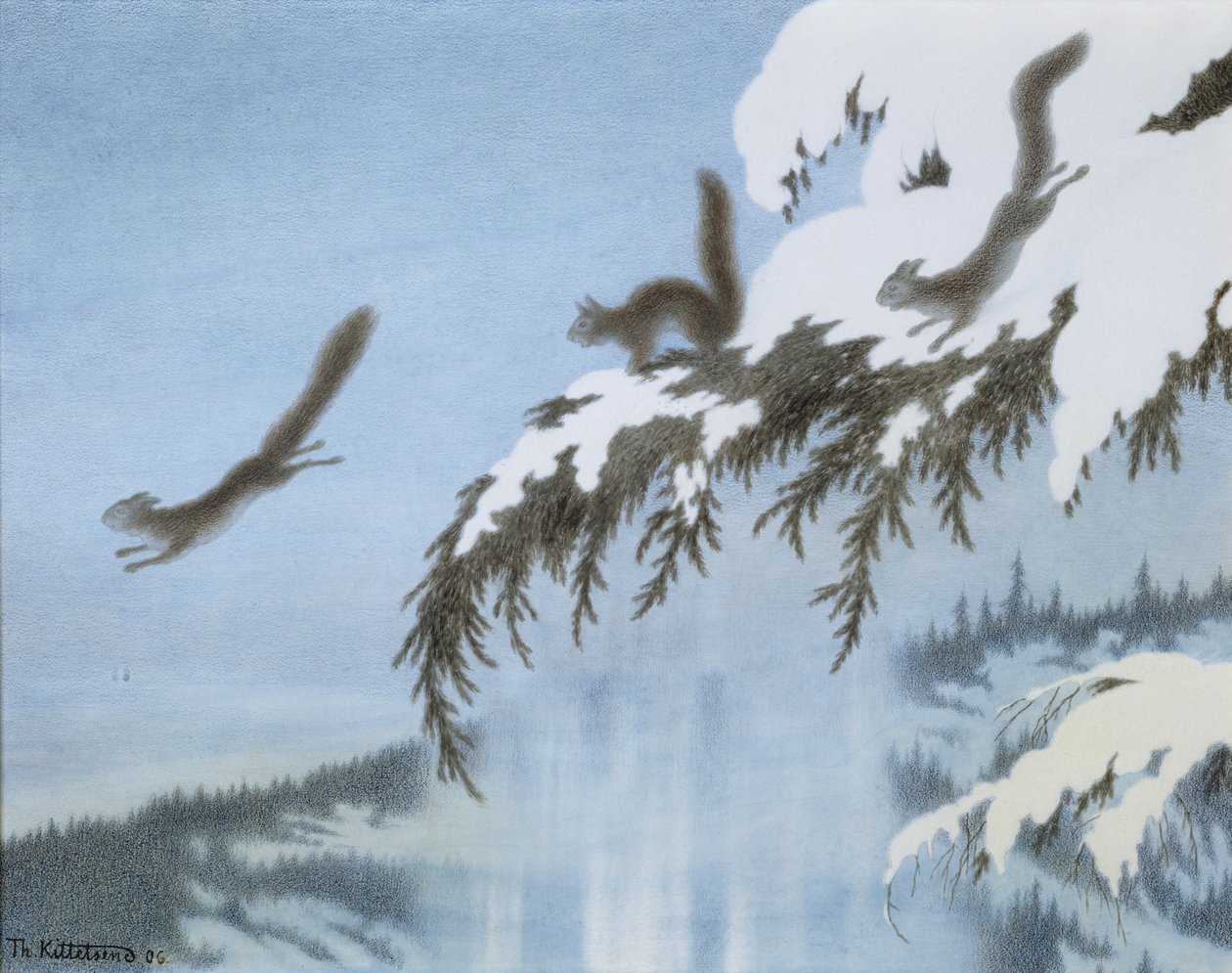 Esquilo em vôo de Theodor Kittelsen