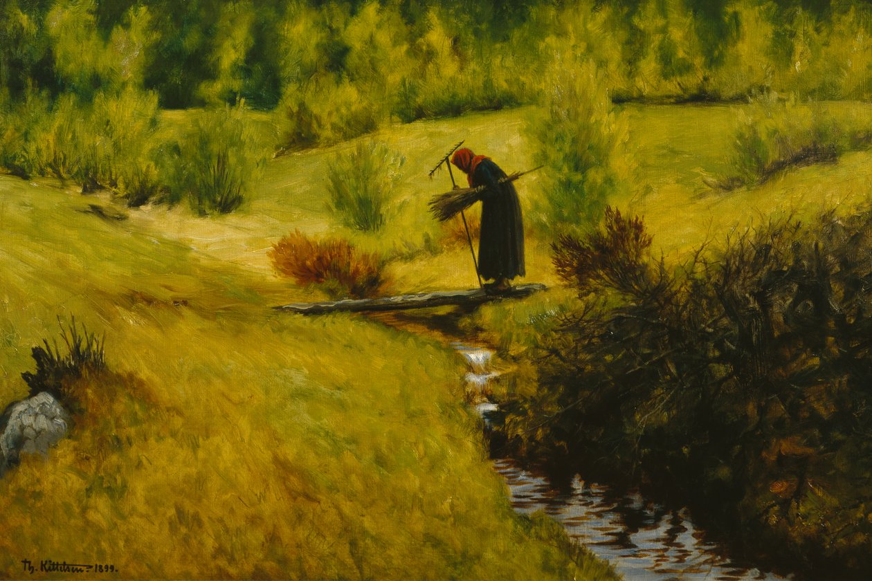 A velha (esposa) pelo córrego de Theodor Kittelsen