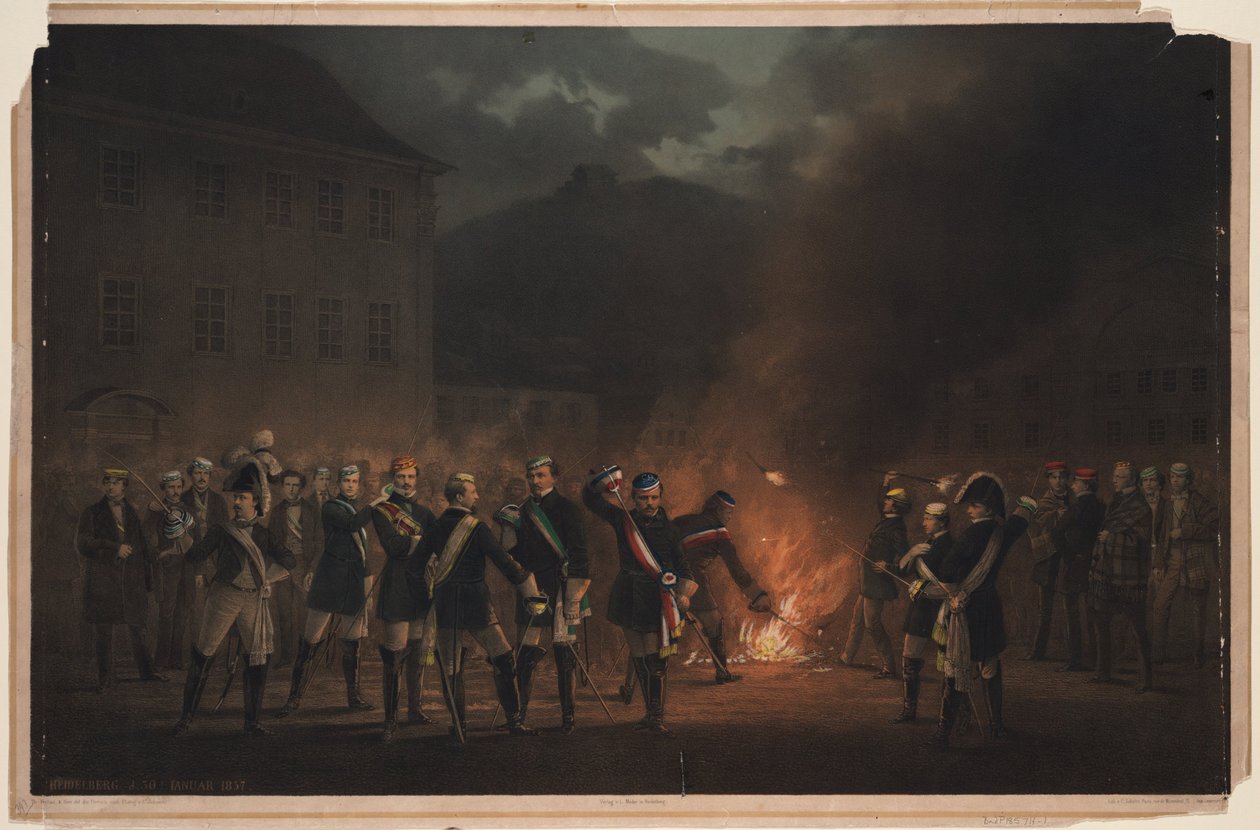 Procissão de tochas em Heidelberg em 30 de janeiro de 1857, 1857 de Theodor Verhas