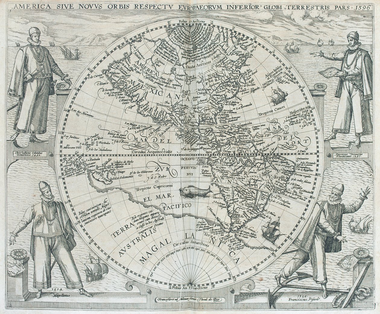 Um mapa das Américas, 1590-1601 de Theodor de Bry