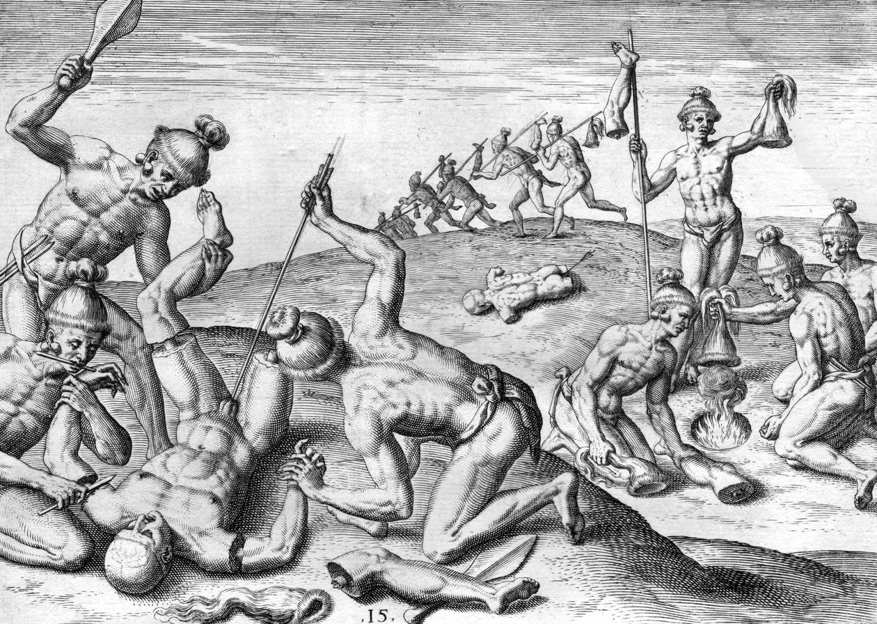 Cruauts dos índios Potanos de Theodor de Bry